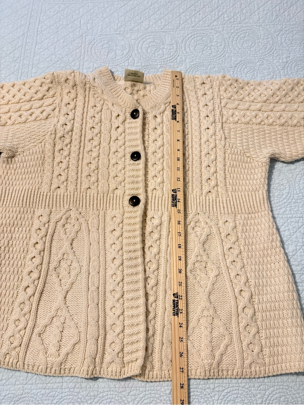 Aran merino wool cardigan. Size XXL. - Picture 8 of 9